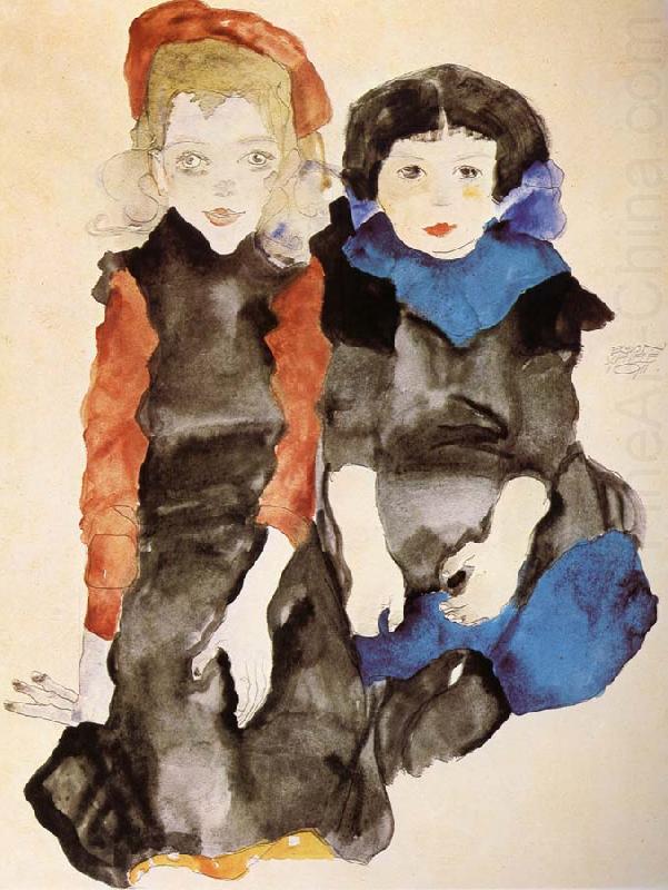 Egon Schiele Two Little Girls china oil painting image